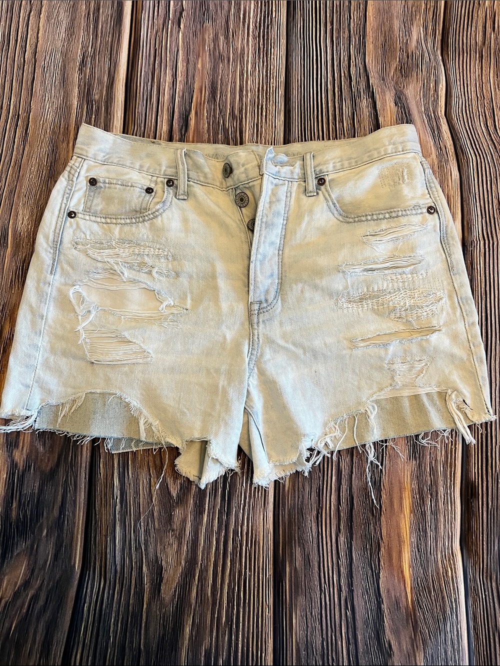 American Eagle Outfitters Light Blue Distressed Jean Shorts